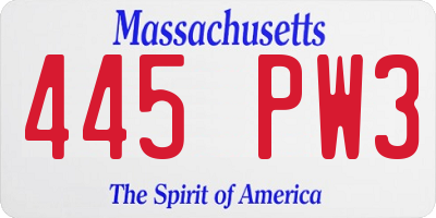MA license plate 445PW3