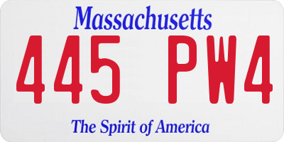 MA license plate 445PW4