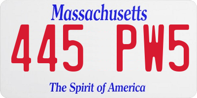 MA license plate 445PW5