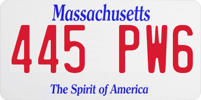MA license plate 445PW6