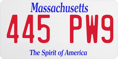 MA license plate 445PW9
