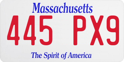 MA license plate 445PX9