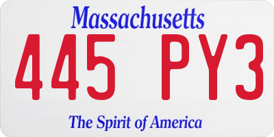 MA license plate 445PY3