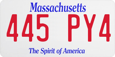 MA license plate 445PY4