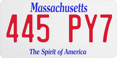 MA license plate 445PY7