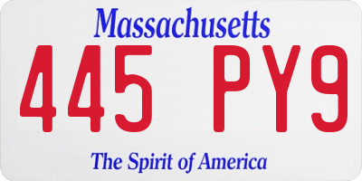 MA license plate 445PY9