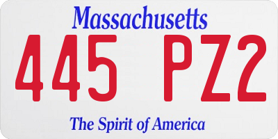 MA license plate 445PZ2