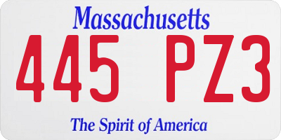 MA license plate 445PZ3