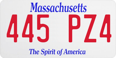 MA license plate 445PZ4