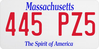 MA license plate 445PZ5