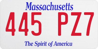 MA license plate 445PZ7