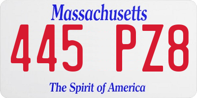 MA license plate 445PZ8