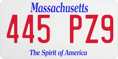 MA license plate 445PZ9