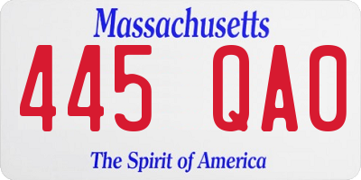 MA license plate 445QA0