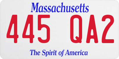 MA license plate 445QA2