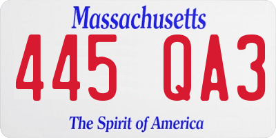 MA license plate 445QA3