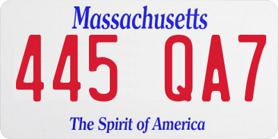 MA license plate 445QA7