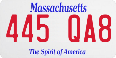 MA license plate 445QA8