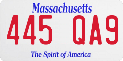 MA license plate 445QA9