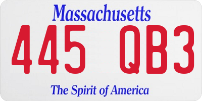 MA license plate 445QB3