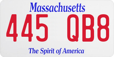 MA license plate 445QB8
