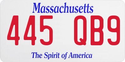 MA license plate 445QB9