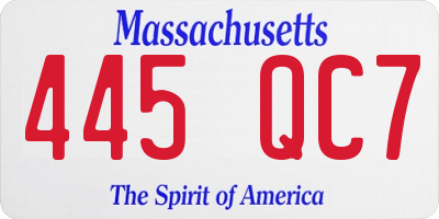 MA license plate 445QC7
