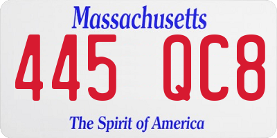 MA license plate 445QC8