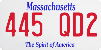 MA license plate 445QD2