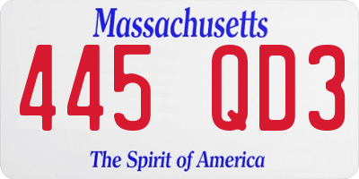 MA license plate 445QD3