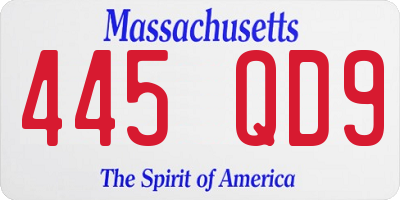 MA license plate 445QD9