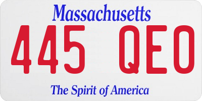 MA license plate 445QE0