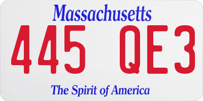 MA license plate 445QE3
