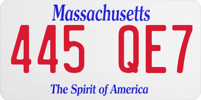 MA license plate 445QE7