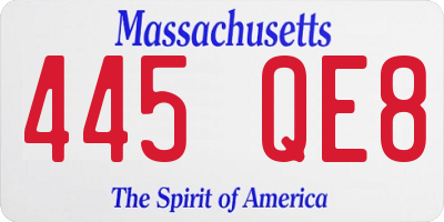 MA license plate 445QE8