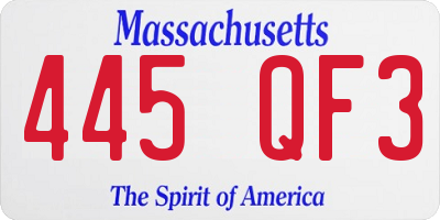 MA license plate 445QF3
