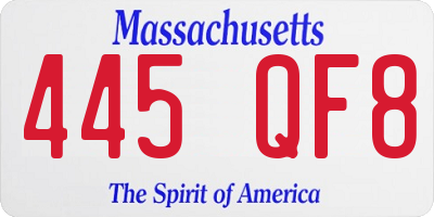 MA license plate 445QF8