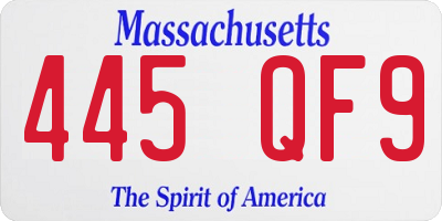 MA license plate 445QF9