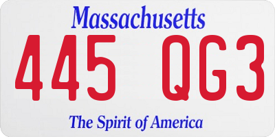 MA license plate 445QG3