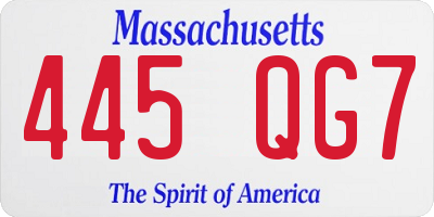 MA license plate 445QG7