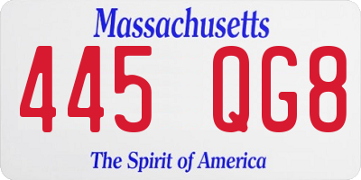 MA license plate 445QG8