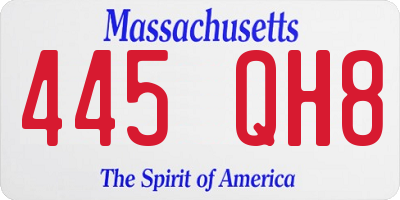 MA license plate 445QH8