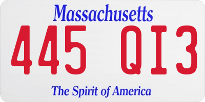 MA license plate 445QI3