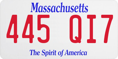 MA license plate 445QI7