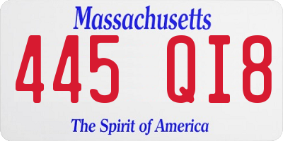 MA license plate 445QI8