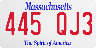 MA license plate 445QJ3