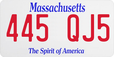 MA license plate 445QJ5
