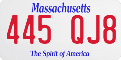 MA license plate 445QJ8