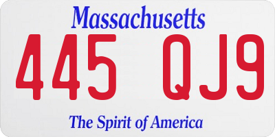 MA license plate 445QJ9