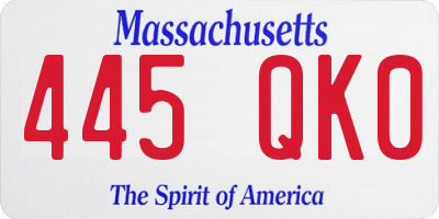 MA license plate 445QK0